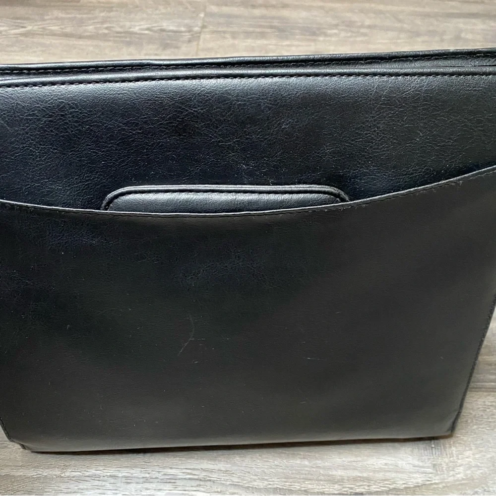 Vintage Plan Pro 2001 Black Leather Briefcase Hand Bag Zip-Up - Schedule, Notes